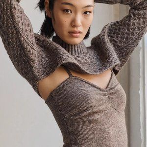 Anthropologie Cable-Knit Sweater Shrug Set small